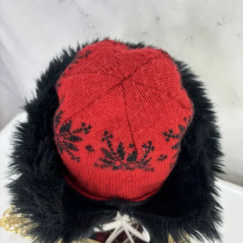 Vintage 90s Cossack Papakha Brimmed Faux Fur Hat Beanie Après-Ski Festive Retro
